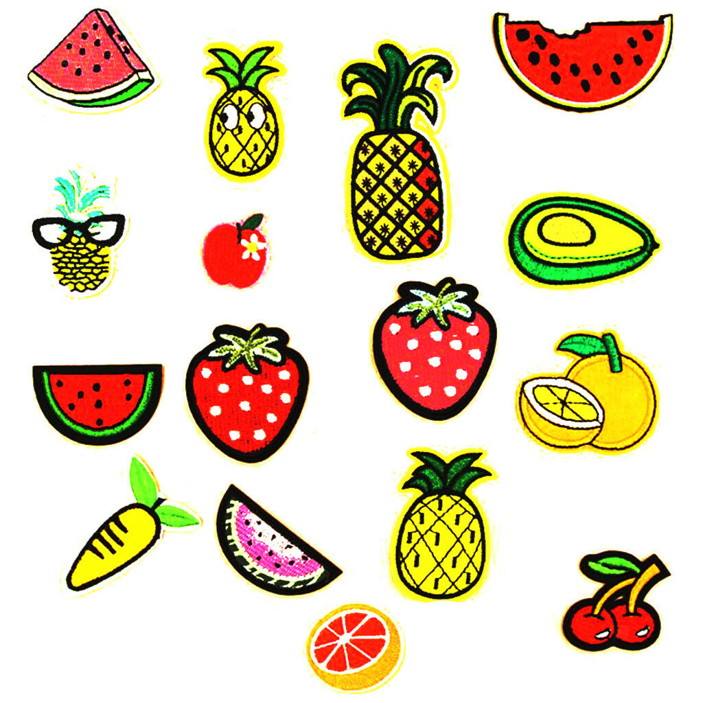16pcs DIY Sew Iron on Patch Fruits Appliques Embellishment Clothing Decor