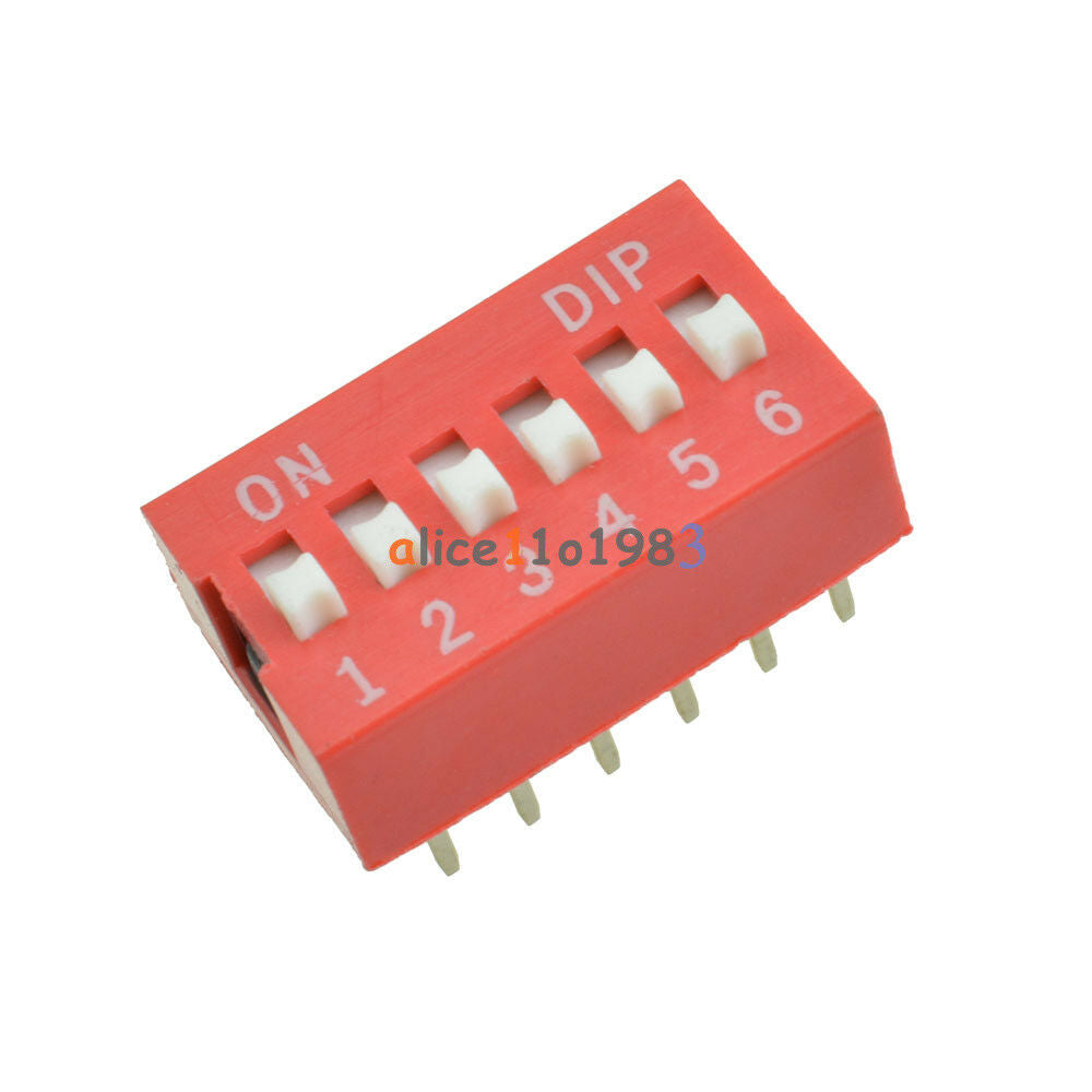 5PCS Red Slide Type Switch Module 2.54mm Pitch 6-Bit 6 Pin DIP Position Way