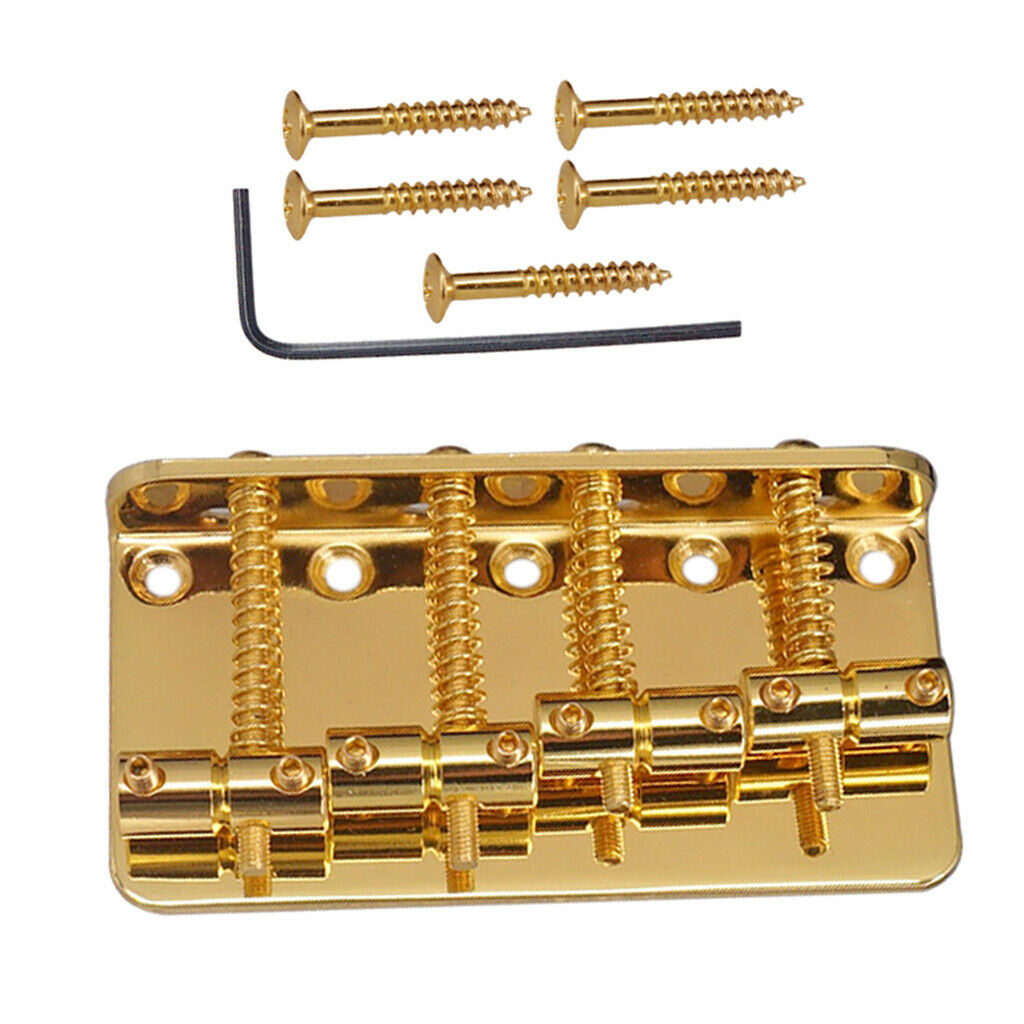 Zinc Alloy 4 String Bass Hardtail Bridge Assembly for Electric Bass Replacement