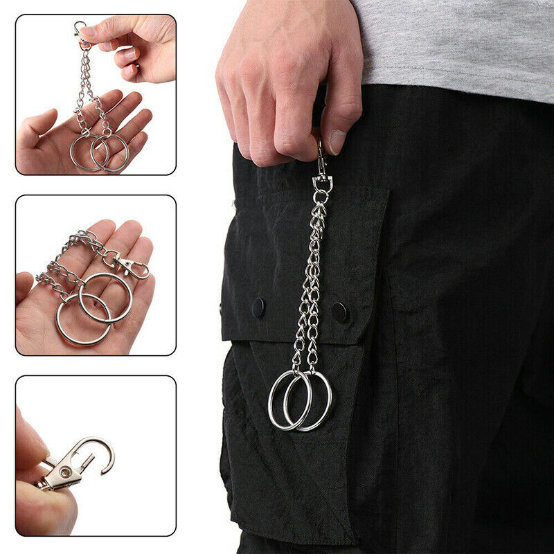 18cm Trousers Hipster Metal Hip Hop Jewelry Pants KeyChain Wallet Chain BelDD