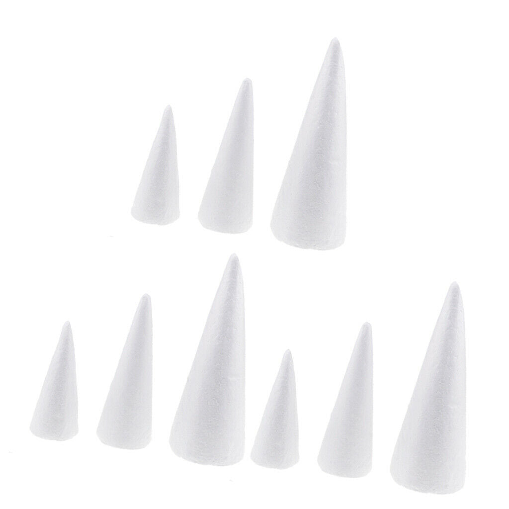 9 Pcs Cone Shape DIY Christmas Tree Styrofoam Foam Modeling Craft 15/20/25cm