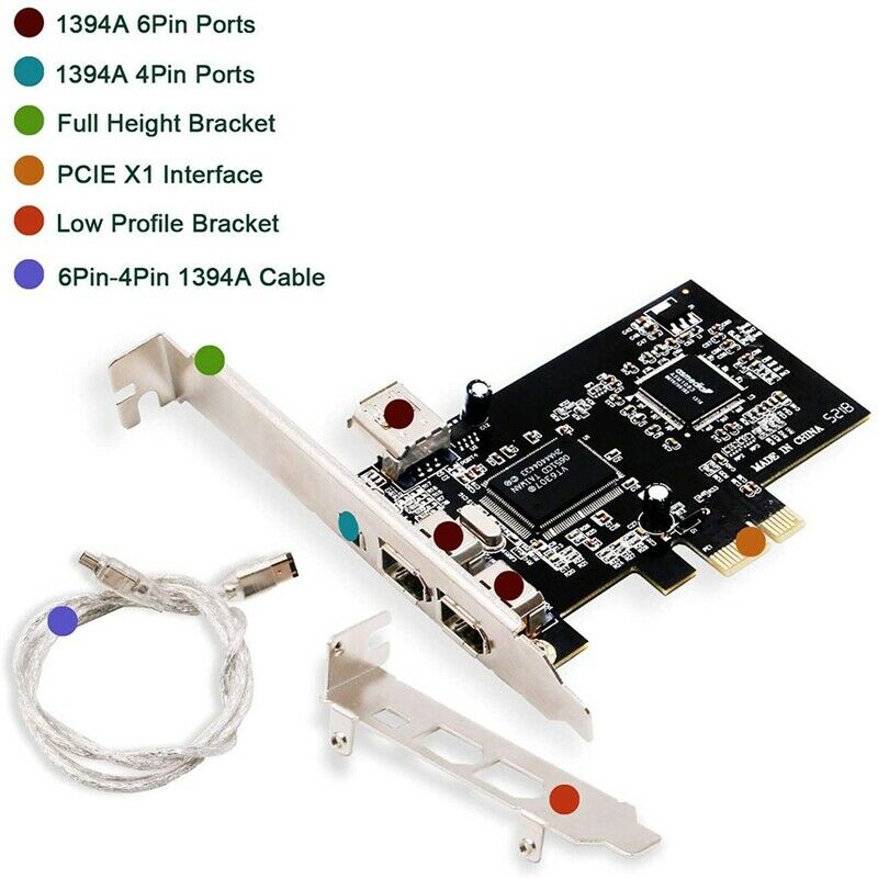 PCIe 3 Ports 1394A Firewire Expansion Card, PCI Express 1X to IEEE 1394 AdapS2C4