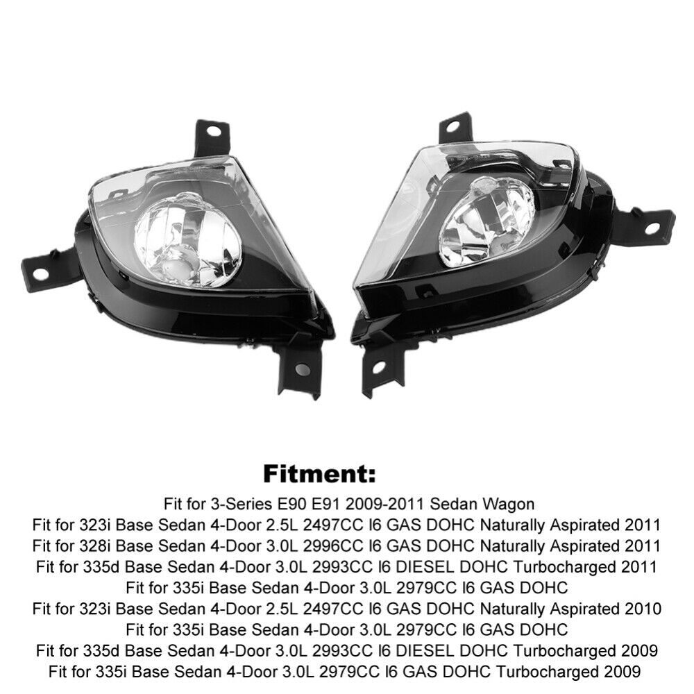 Front Bumper Fog Driving Light Lamp For BMW 3-Series E90 E91 4-Door 09-11 RS