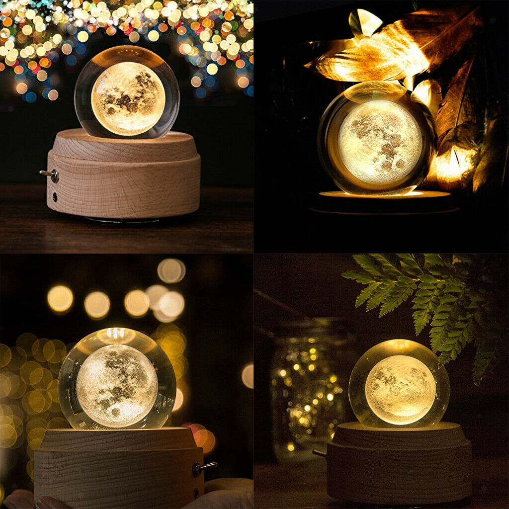 Solar System Crystal Ball Clear Moon Glass Balls 80mm (3.15 inch) for Home