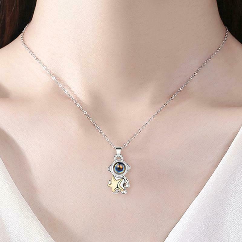 Clavicle Chain Simple Temperament Spaceman Couple Necklace Jewelry Tanabata Gift
