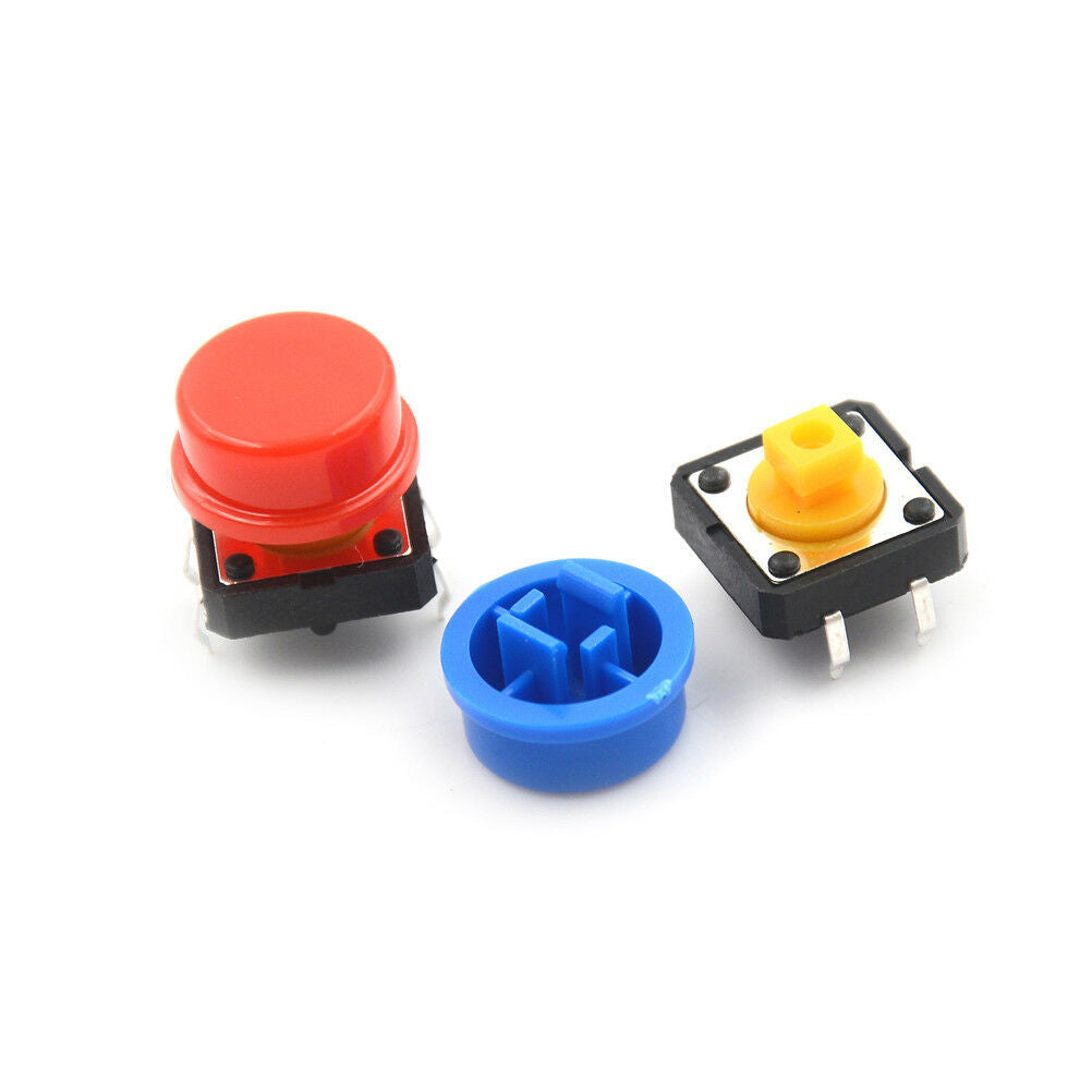 25Sets Momentary Tactile Push Button Touch Micro Switch4P PCB Caps12x12x7.l8