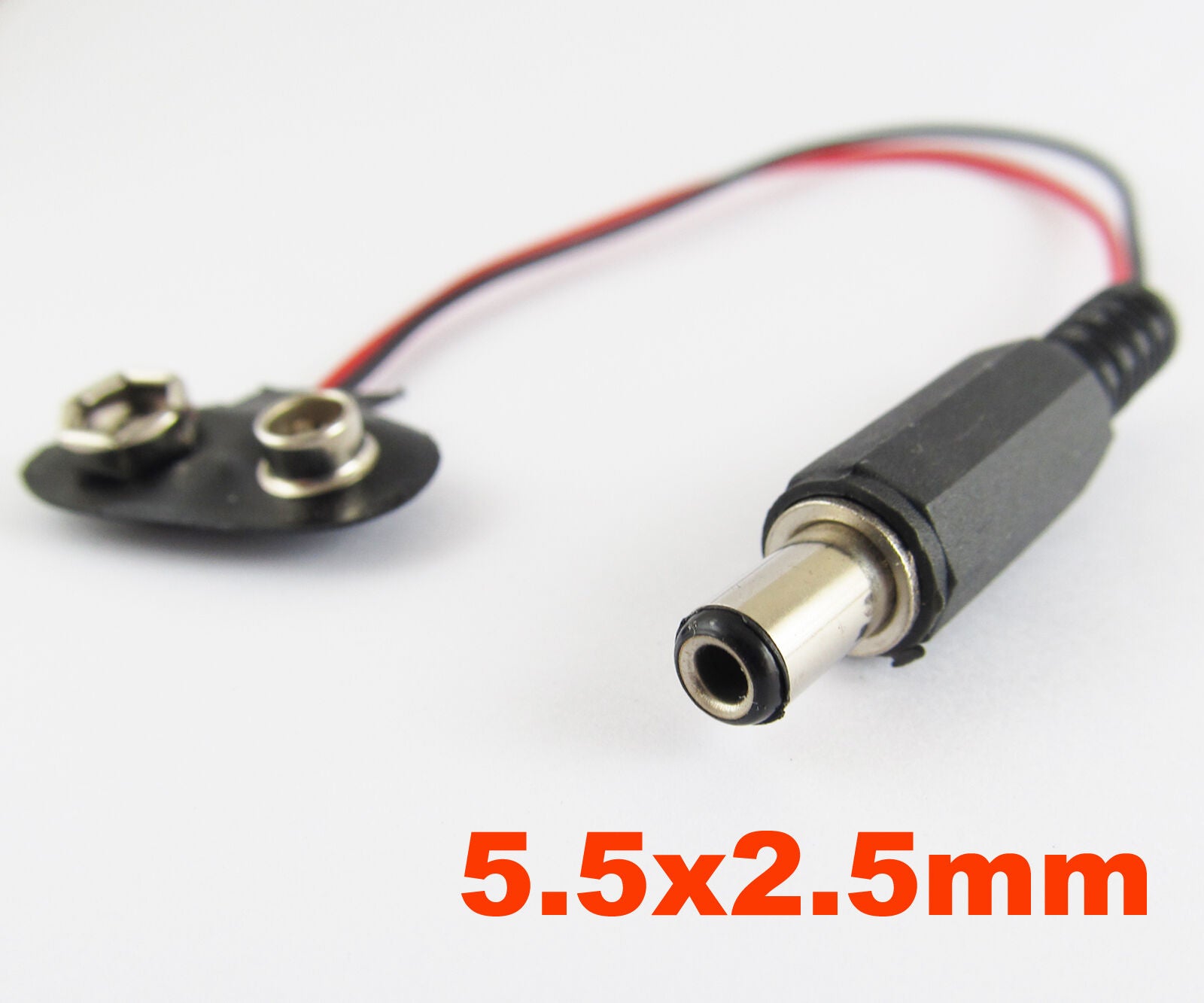 10pcs 2.5x5.5mm 9V Battery Snap T-Type cable Male DC Power Plug to 9V Batttery