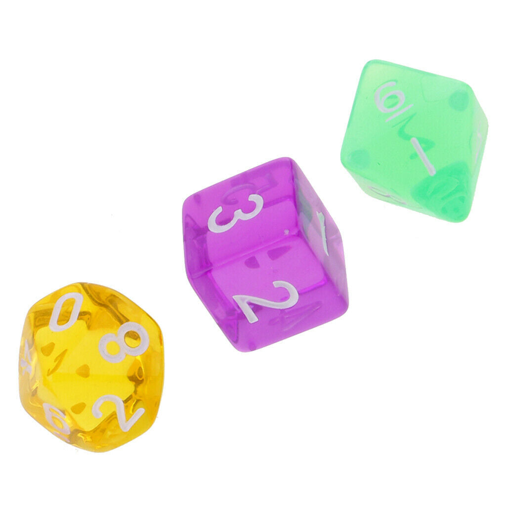 7PCS Transparent Multi-side Dices D4-D20 Die Set for Kids Math Teaching #3