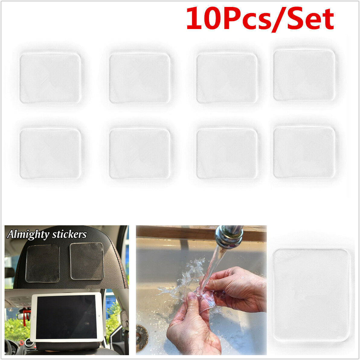10Pcs Washable Sticky Gel Cell Pad Car Dashboard Anti-Slip Phone Holder Pads Mat