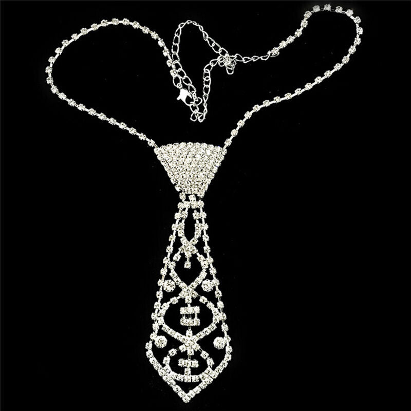 Wonderful Women Sexy Bling Rhinestone Neck Tie Necklace Wedding Bridal Par.l8