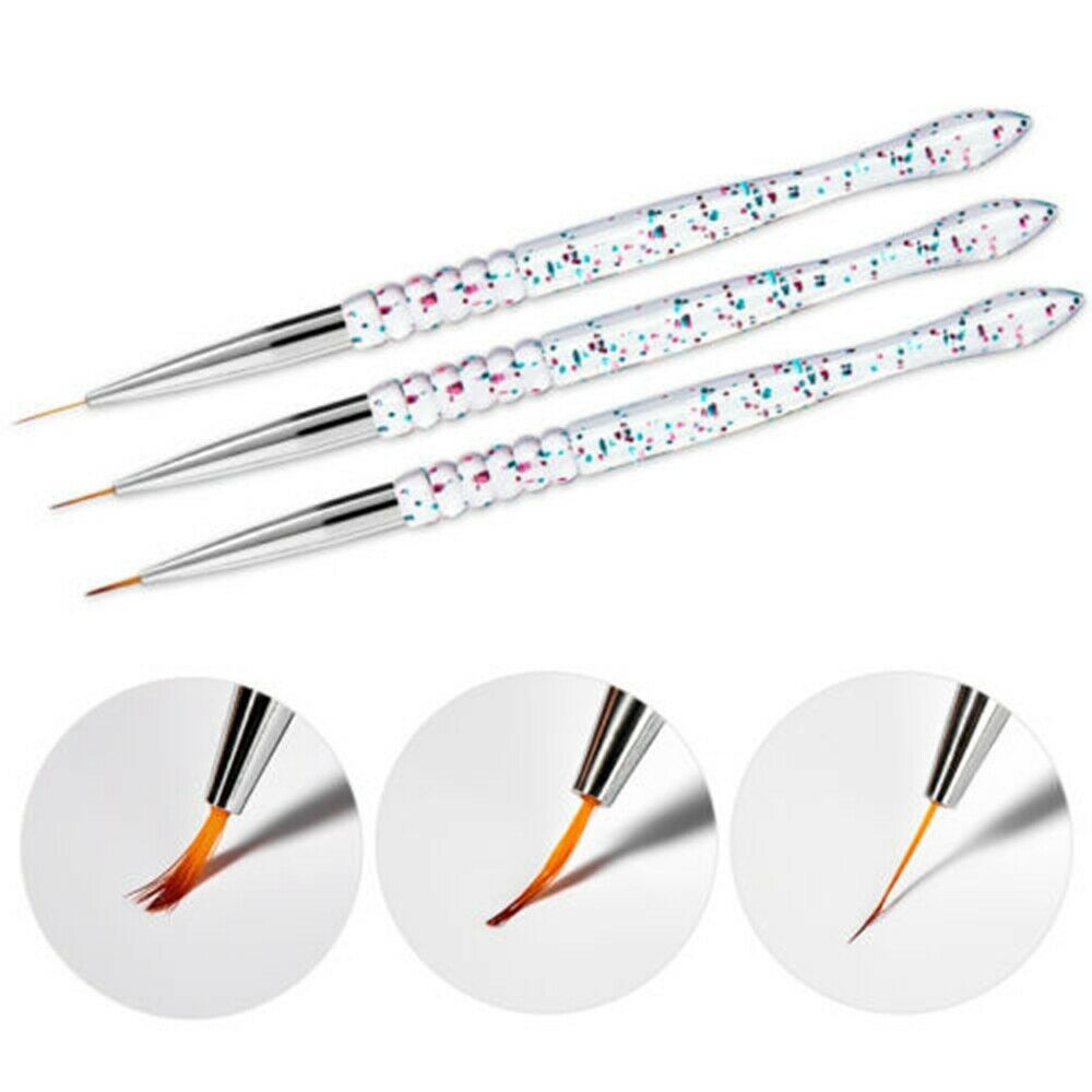 3Pcs Nail Art Pen Dotting Drawing Painting UV Gel Liner Polish Brush Nails Tool