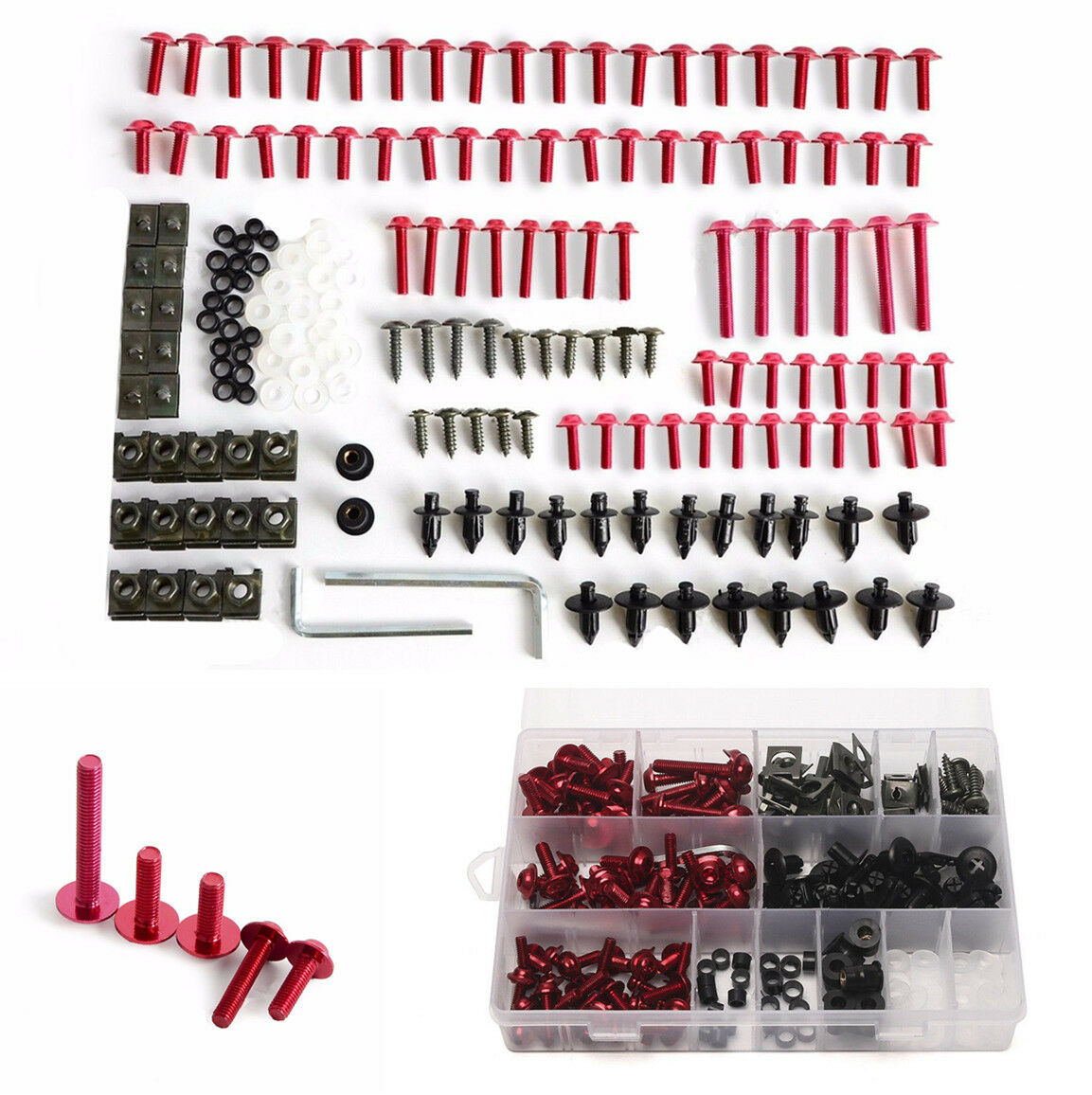 223Pcs Motorcycle Mixed Bolts Rivets Nuts Fairing Bolt Windscreen Fasteners Kit