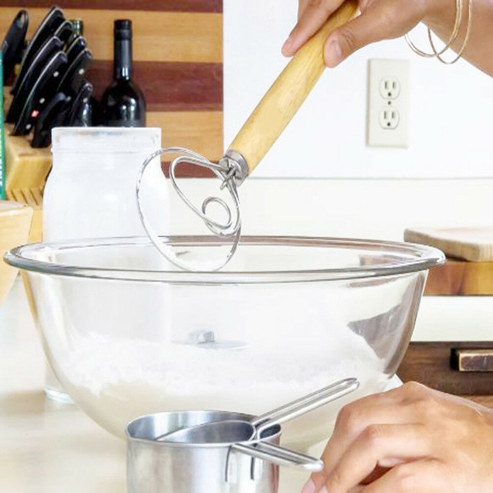 Stainless Steel Dutch Style bread dough whisk for pastry pizza mixer hook.l8