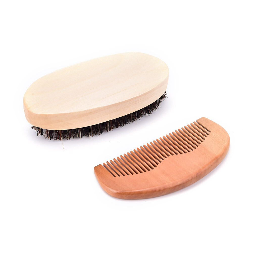 Men'sboar bristle beard brush and comb, beard comb grooming kit brush+com.l8