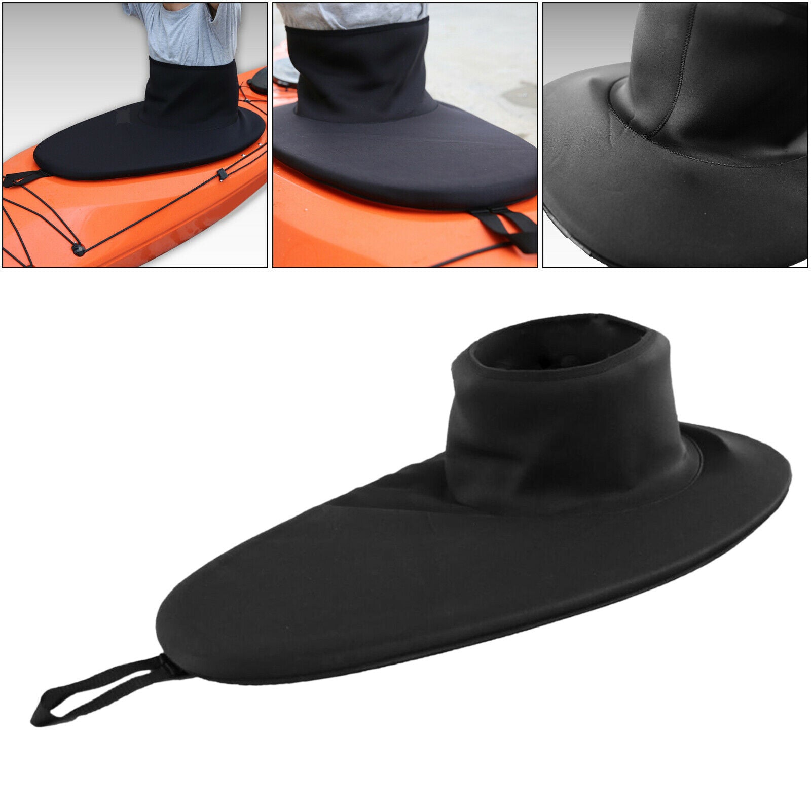 Kayak Spray Skirt Splash Deck Sprayskirt Hatch Cover Marine Canoeing Black