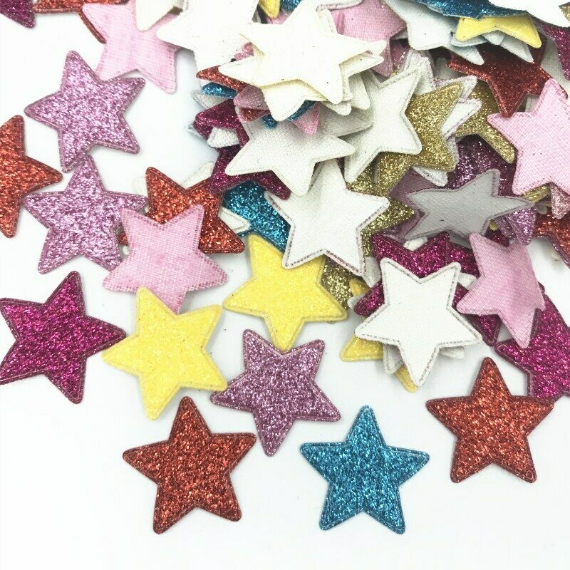 100pcs Mixed Glitter Sequins Stars Felt Appliques scrapbooking crafts 25mm