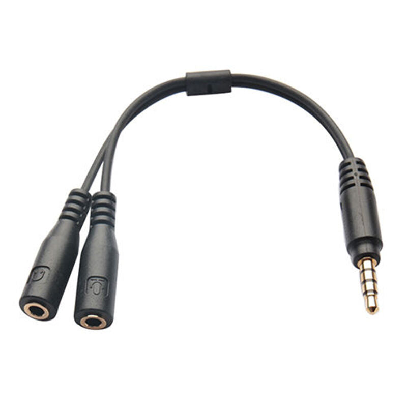 3.5mm Stereo Audio Cable 1Male to 2 Female Headphone Mic TRRS Y Splitter Adapter