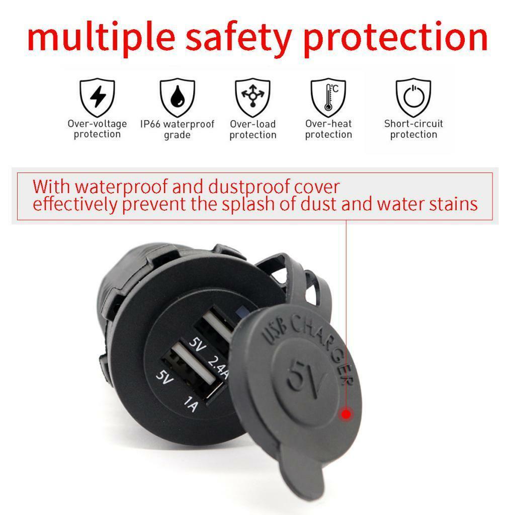 5V 3.4A Dual 2USB Charger Socket Adapter Power Outlet for ipad Car Motorcycle