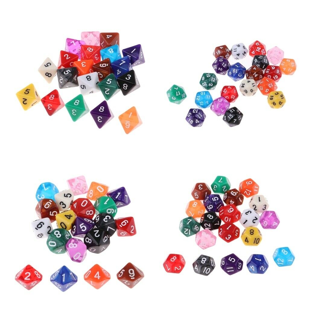 40 Pieces Dice Set DND Role Playing Game D8 D10  Table Games Supplies
