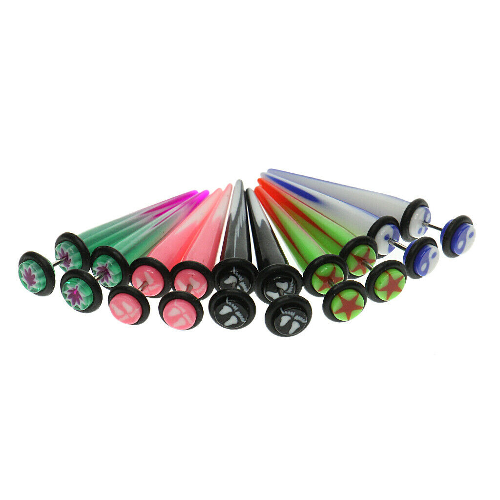 5 Pairs Mixed Colors Stretch Bar Acrylic Ear Expander Tunnel Stretch Bar Jewelry