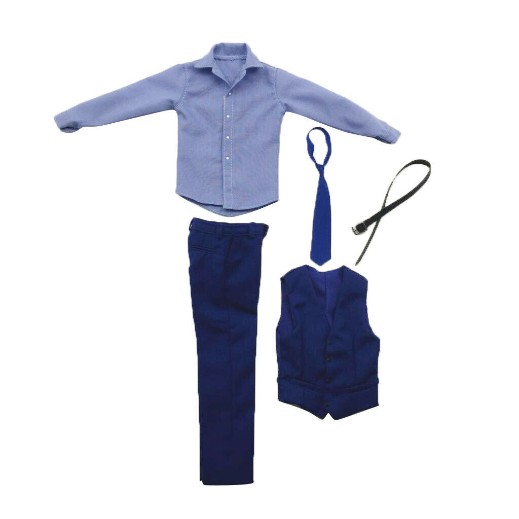 1/6 Male Shirt Pant Suit with Tie And Belt Clothing Kit for 12 Inch Action