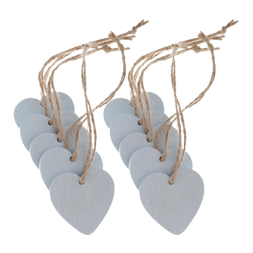 40x Simple Painted Small Wood Heart Message Gift Tags Signs Hanging Crafts Home