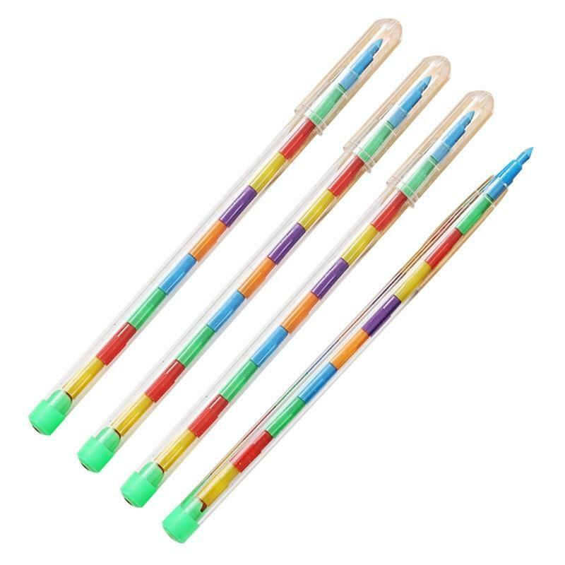 4 Pcs Colored Pens Set Refilalble 10 Colors Crayon Pens Set Recommended Age 3 ＋