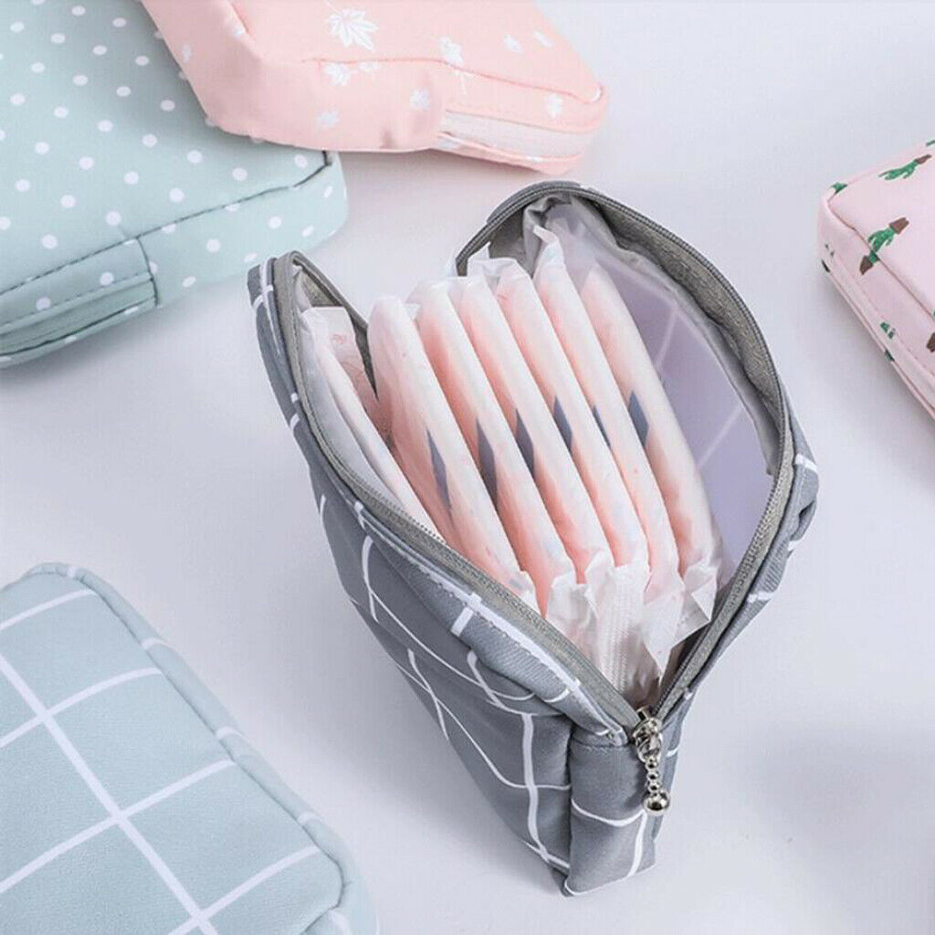 2Pieces Sanitary Bag Napkin Towel Coin Storage Organizer for Women Girls
