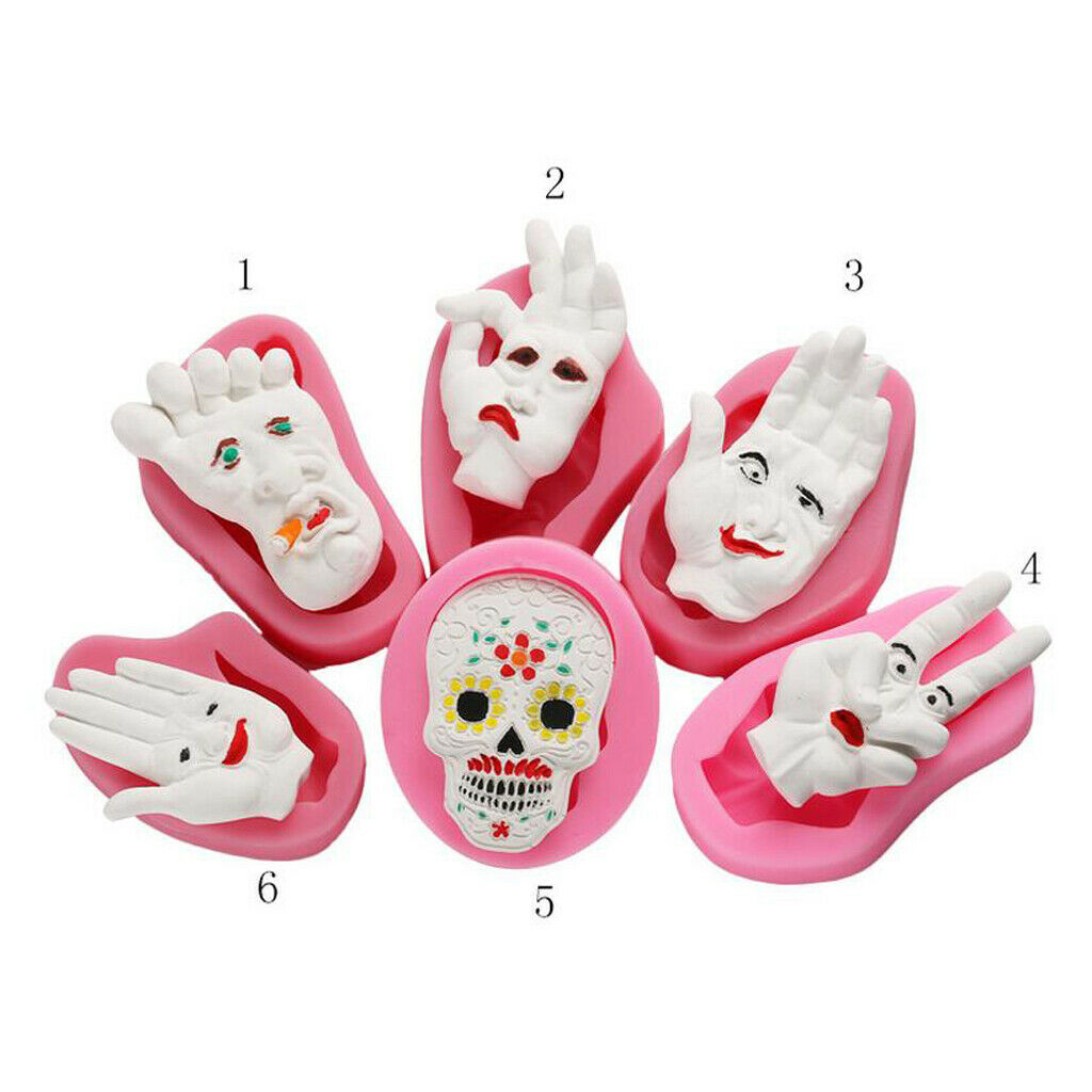 6 piece Halloween cake decoration palm geek smiling old woman hoe