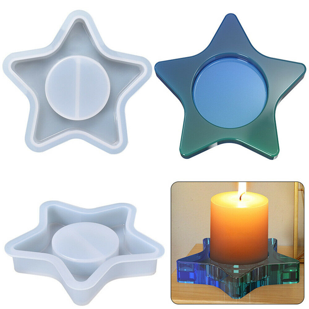 DIY Epoxy Silicone Mold Five-pointed Star Candle Holder Base Home Decor Craft
