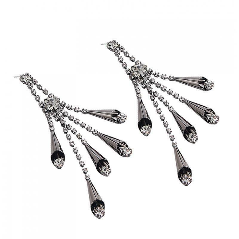 Alloy Elegant Women Ear Stud Charming Long Ear Stud As Described Black
