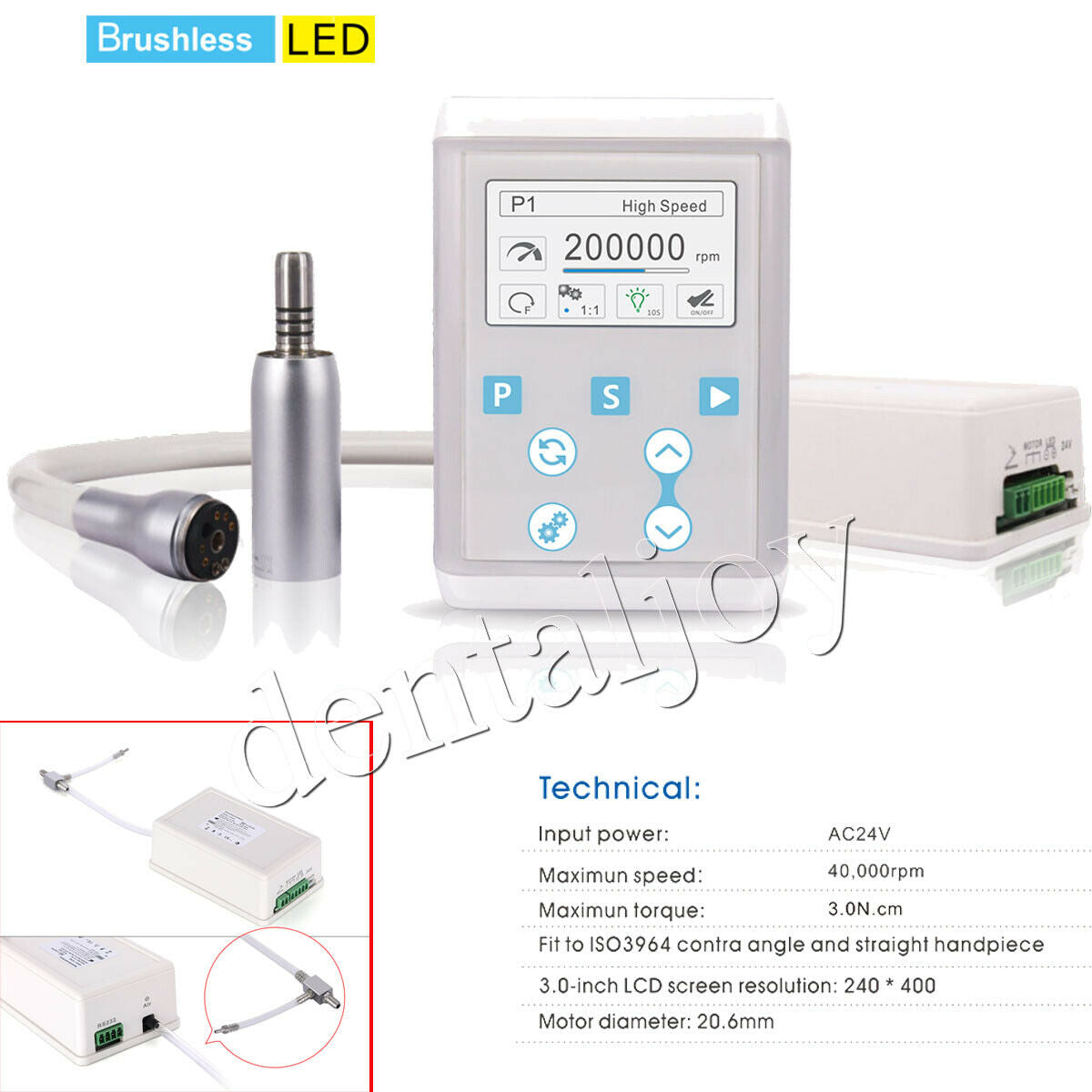 Dental LED Light Electric Micro Motor Brushless Built-In 7G Memory Autoclaved