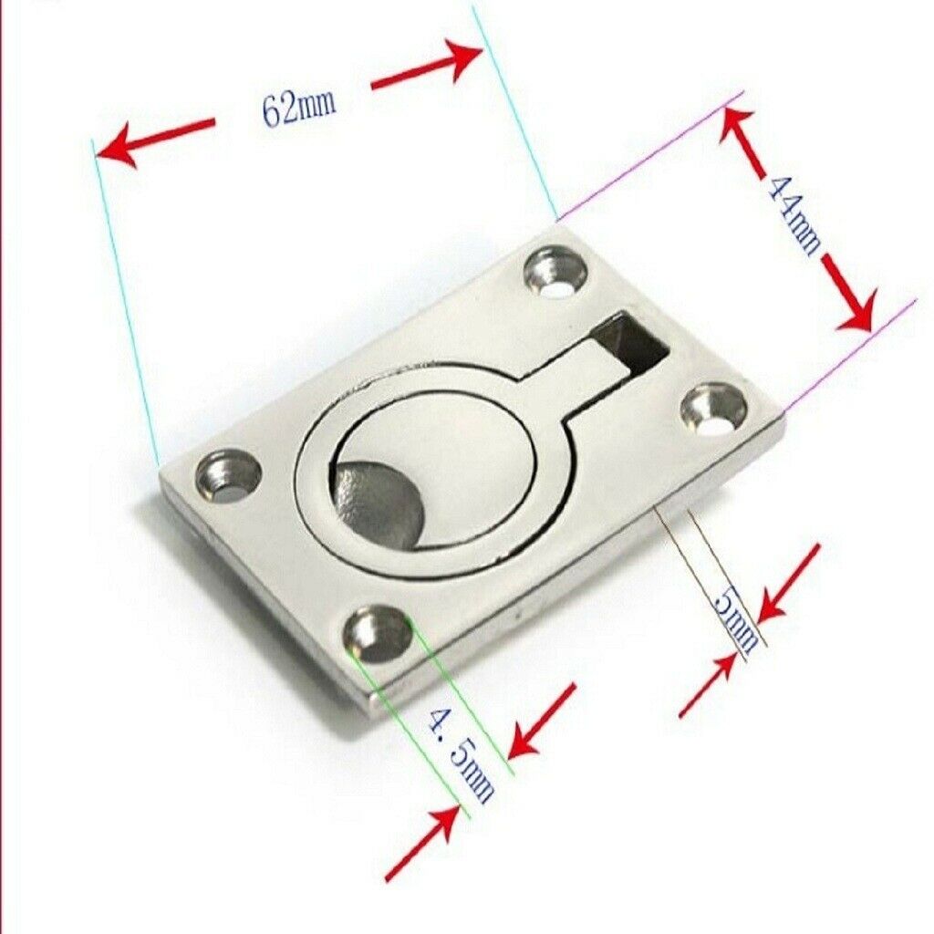 316 Marine Stainless Steel Flush Pull Handle Boat Hatch Lift Ring 63x44mm