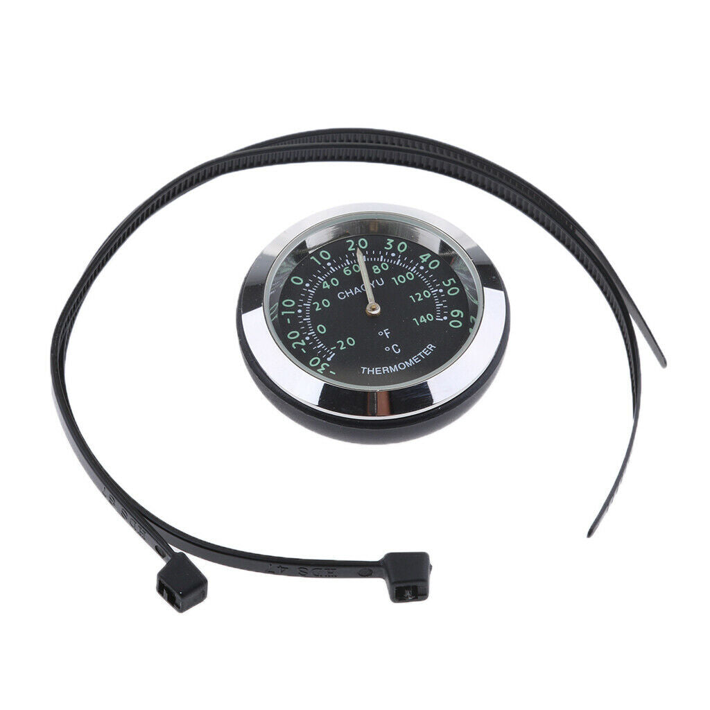Motorcycle Bike Dial Clock Watch Thermometer Hygrometer Thermometer - Black