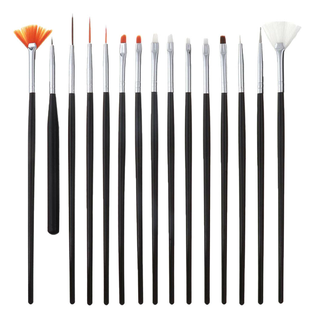 Nail Art Brushes Nail Art Painting Polish Design Kit with 15 Nylon Hair Brushes