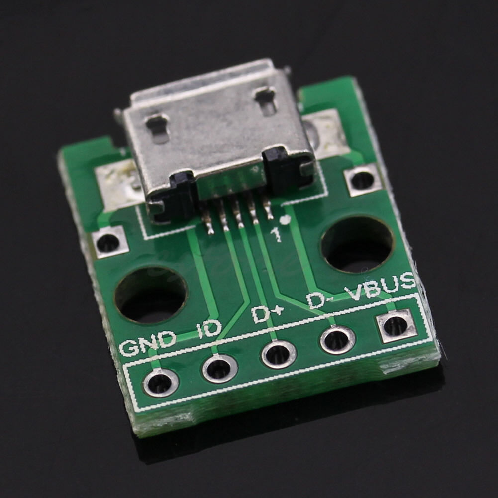 5pcs micro usb to dip adapter 5pin female connector b type pcb converter