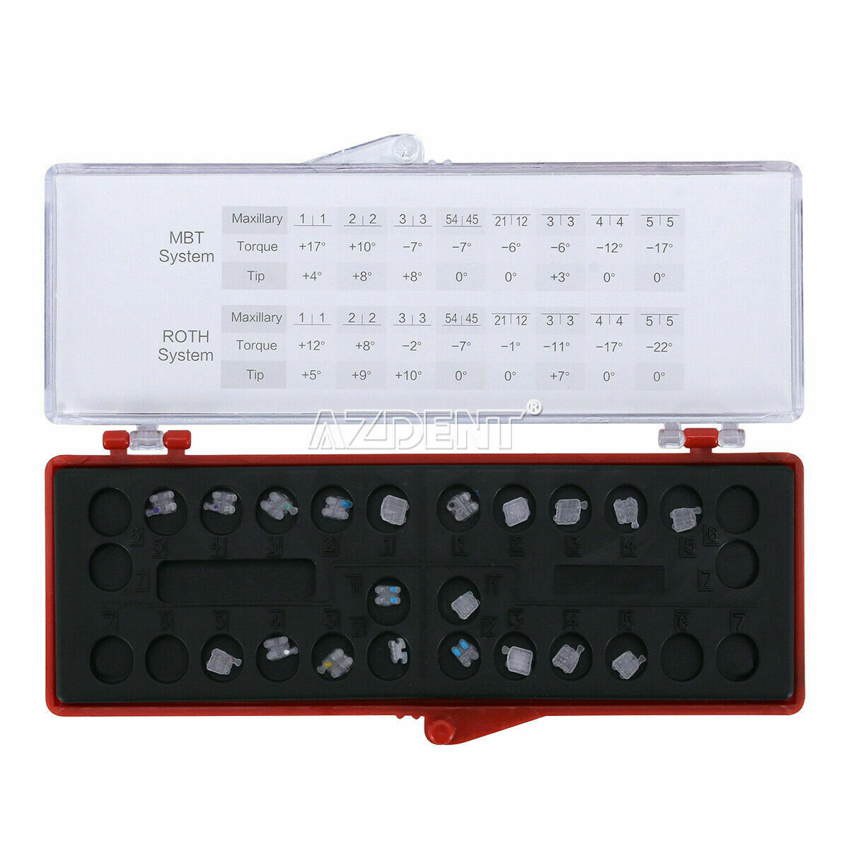 5 Packs Dental Orthodontic Ceramic Brackets 5*5 MBT 0.022 Hooks 345 AZDENT