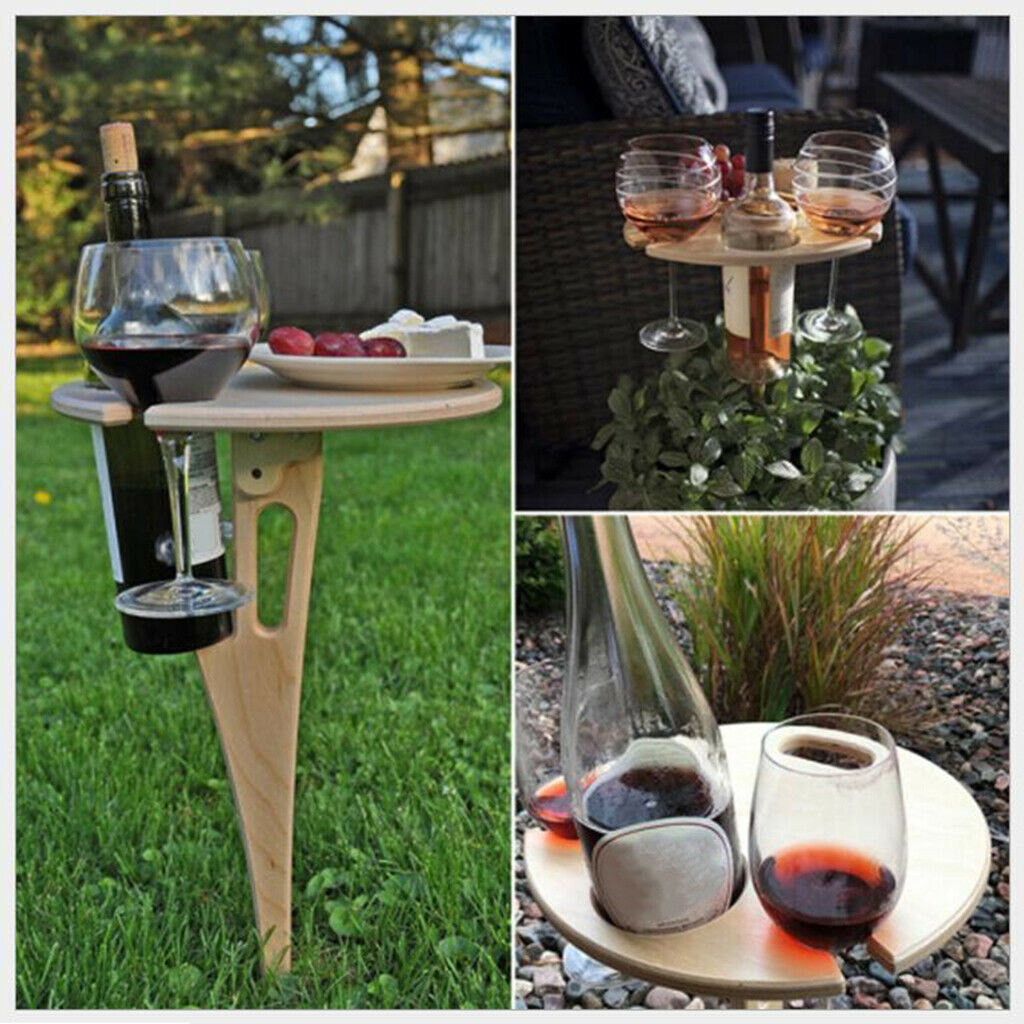 Folding Outdoor Wine Table BBQ Trip Wine Glass Bottles Holder for Beach Lawn