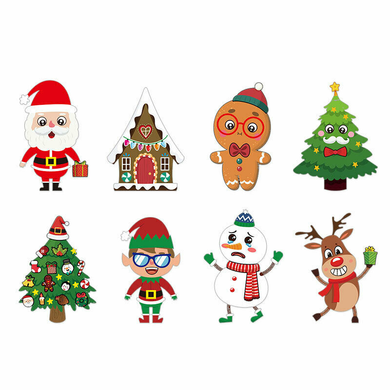 1 Set Children Cartoon Christmas DIY Stickers Santa Snowman Cute StickersY KX