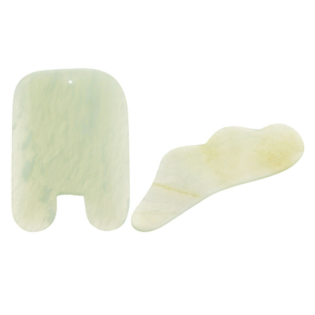 2X Natural Hsiuyen Jade GuaSha Scraping Massage Board Tools SPA Acupuncture