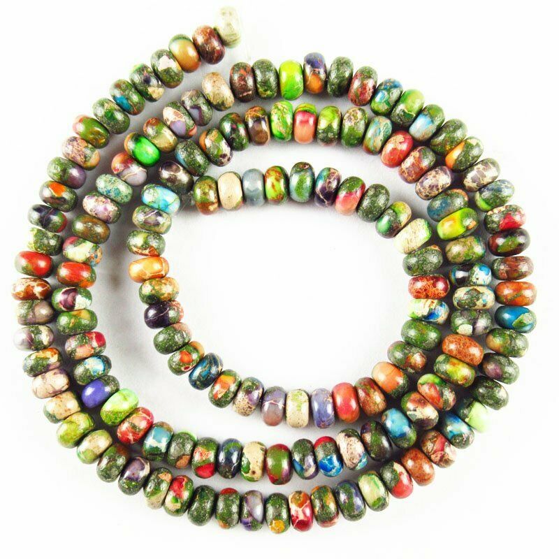 4x2mm Rainbow Man-made Sea Sediment Jasper Rondelle Loose Bead 15.5 " 626DHS