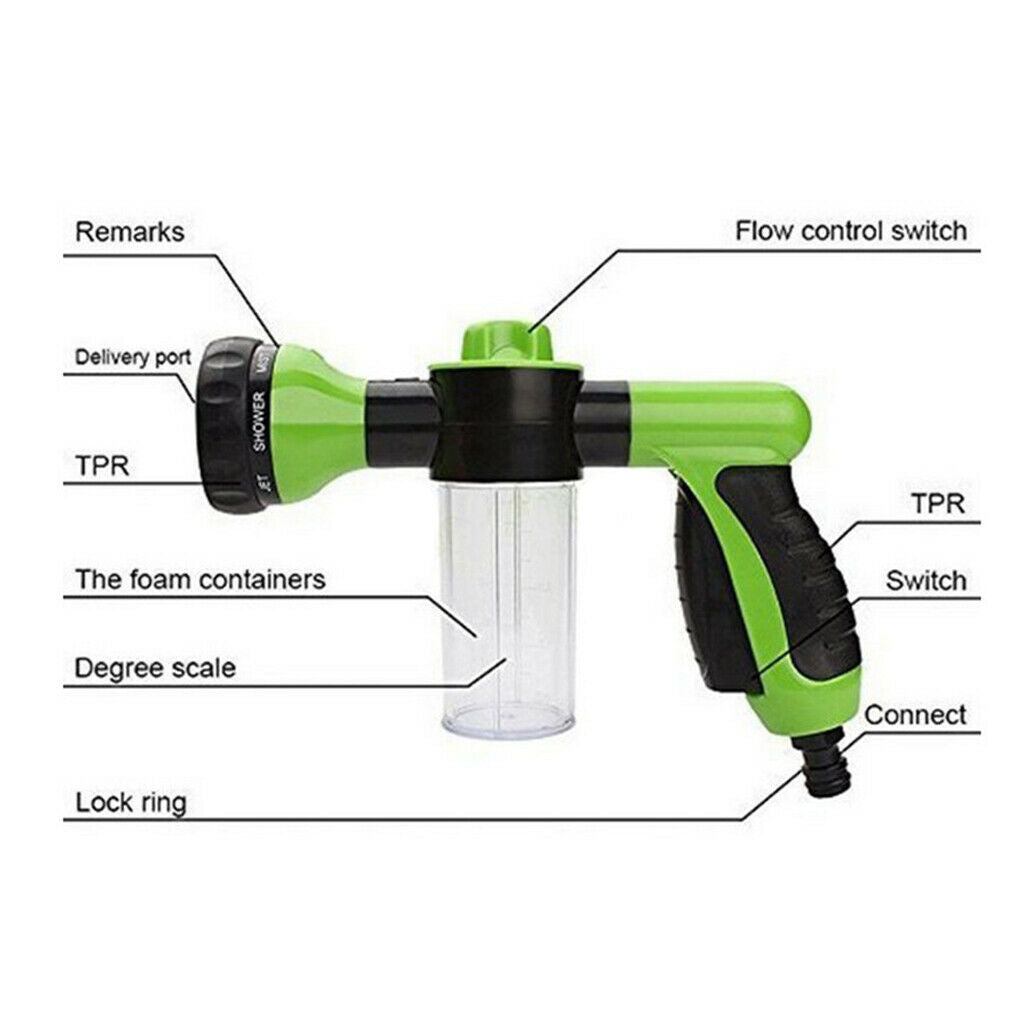 Adjustable Car Foam Sprayer, 8 Water Patterns for Cars Washing,Pets Shower,