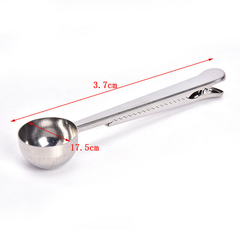 1x Coffee Scoop With Clip Multifunction Stainless Steel Coffee Measuring Spoo CH