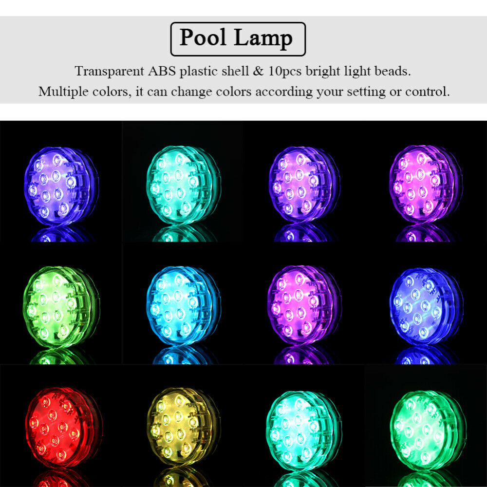 Submersible LED Lights RGB Swimming Pool Fountain Lamp Decor Remote Control