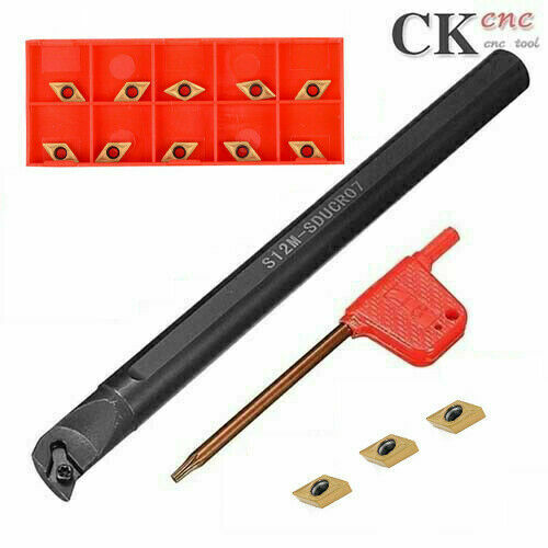 S12M-SDUCR07 CNC Lathe Turning Tool Holder + 10Pcs Steel DCMT0702 Inserts