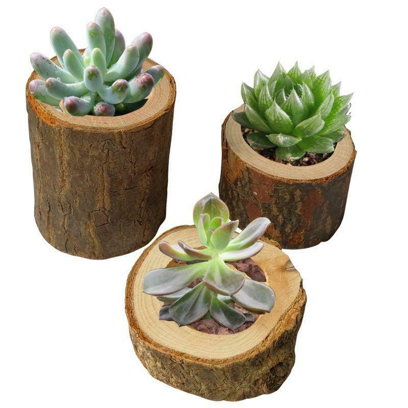 3pcs/set Rustic Wooden Candlestick Tealight Candle Holder Table Decoration Plant