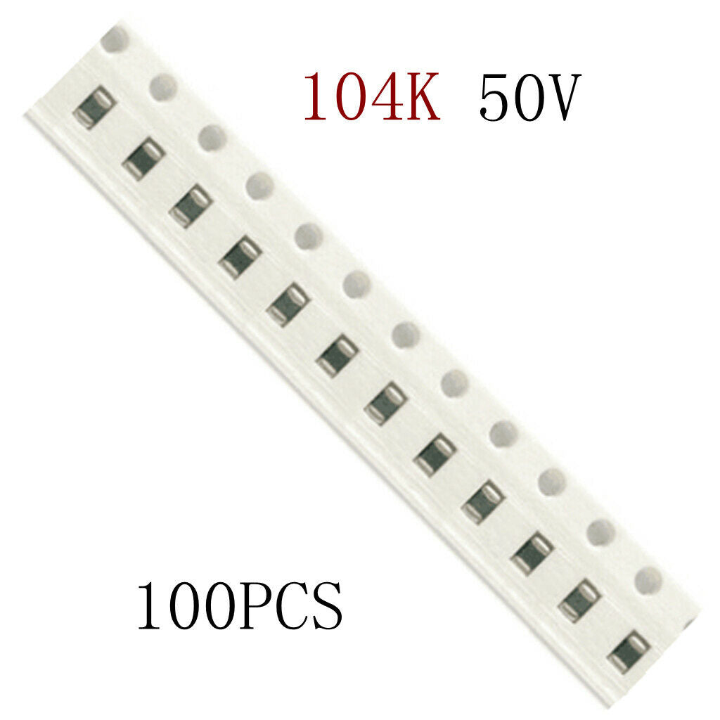 100pcs 50V Monolithic Capacitor Ceramic LOW ESR Chip 104K 0.1UF