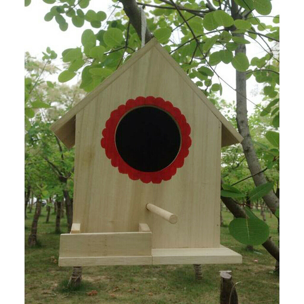 Wooden Wood Hanging Free Standing Bird House Nesting Box Feeder 20x 23x 18cm