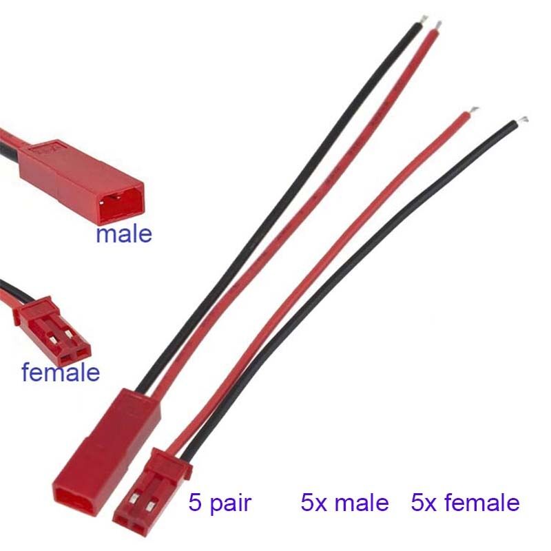 10x JST SM 2Pins 2P Female Male Plug Connector Wire Cable For LED Strip 100mm
