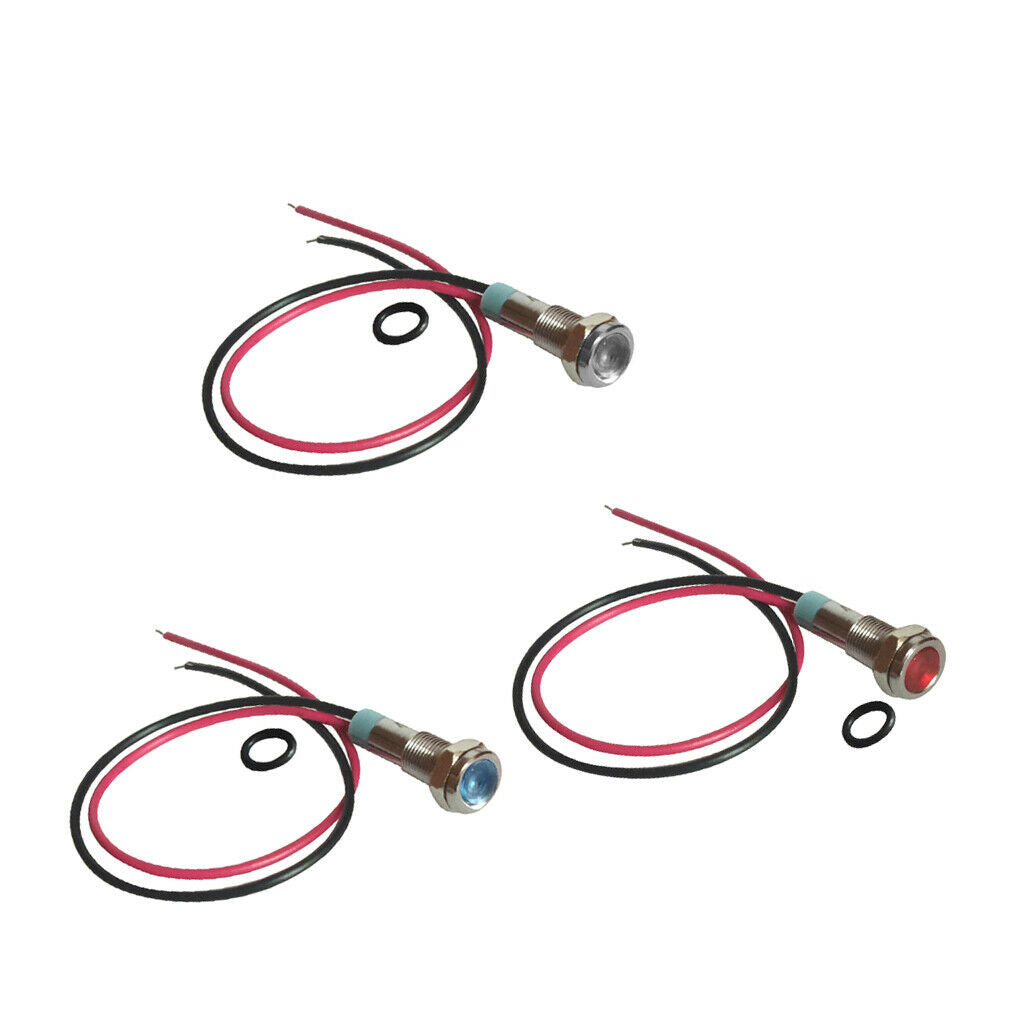 3Pcs 6mm 12V LED Indicator Light Lamp Car Vehicle Motorcycle Boat Truck with